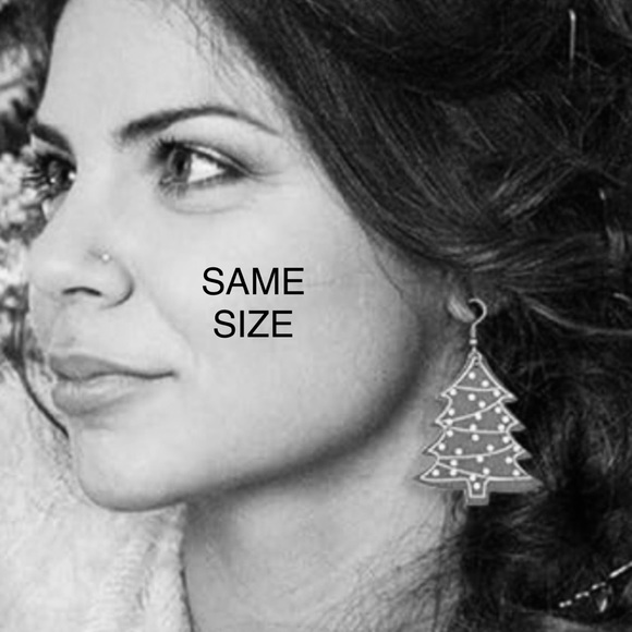 Santa Christmas Tree Faux Leather Earrings - Picture 3 of 7